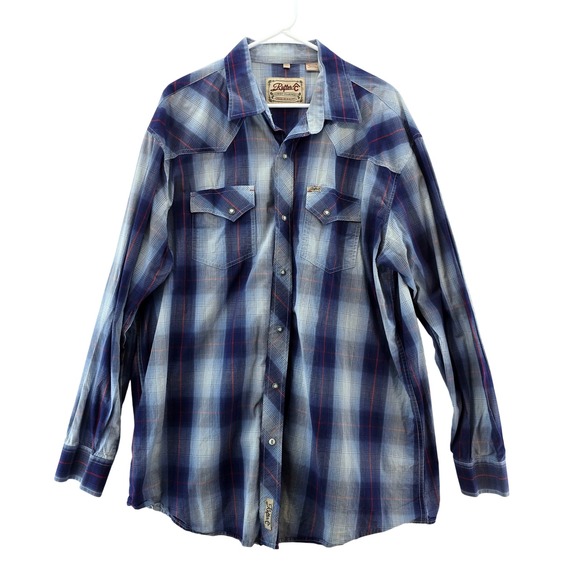 Rafter C Other - Rafter C Shirt Men's 2XLT Cowboy Collection Blue Plaid Western Shirt Long Sleeve